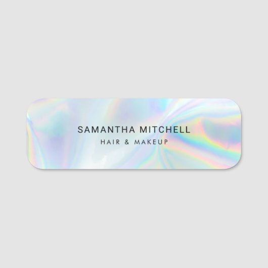 Moderne holografische make-up schoonheidsspecialis naamplaatje (Voorkant)