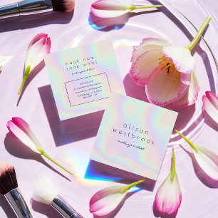 Moderne holografische make-up, unicorn-regenboog vierkante visitekaartje