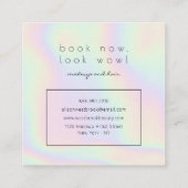 Moderne holografische make-up, unicorn-regenboog vierkante visitekaartje (Achterkant)