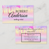 Moderne holografische make-up, unicorn-regenboog visitekaartje (Voorkant / Achterkant)