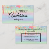 Moderne holografische make-up, unicorn-regenboog visitekaartje (Voorkant / Achterkant)