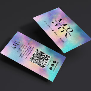Moderne Holografische Monogram QR Code & Sociale M Visitekaartje