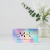 Moderne Holografische Monogram QR Code & Sociale M Visitekaartje (Staand voorkant)