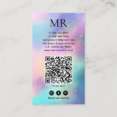 Moderne Holografische Monogram QR Code & Sociale M Visitekaartje (Achterkant)