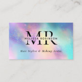 Moderne Holografische Monogram QR Code & Sociale M Visitekaartje (Voorkant)