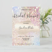 Moderne holografische mousserende glitterkalligraf kaart (Staand voorkant)