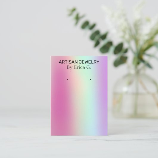 Moderne holografische Neon Colored Earring Card Visitekaartje (Staand voorkant)