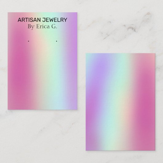 Moderne holografische Neon Colored Earring Card Visitekaartje (Voorkant / Achterkant)