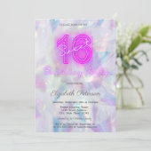 Moderne Holografische Neon Sweet 16 Kaart (Staand voorkant)