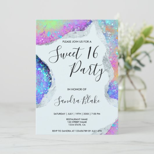 Moderne holografische opaal iriserend kaart (Staand voorkant)