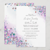 Moderne holografische Paarse glitter Sparkles Whit Kaart (Voorkant / Achterkant)