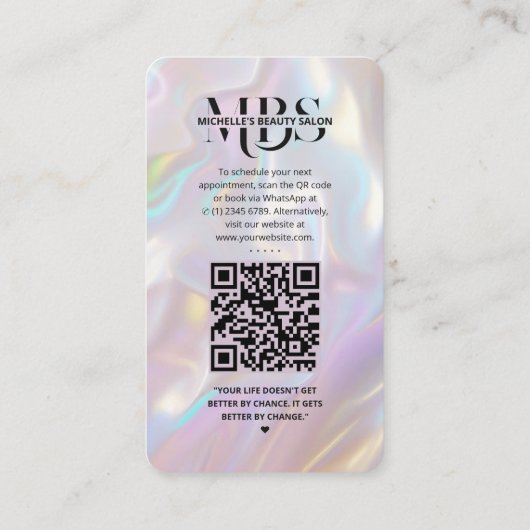 Moderne Holografische Parel Roze Loyaliteit Kaart Visitekaartje (Achterkant)