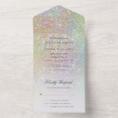 Moderne holografische pastel Glitter Wedding All In One Uitnodiging (Binnen)