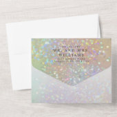 Moderne holografische pastel Glitter Wedding All In One Uitnodiging (Achterkant)