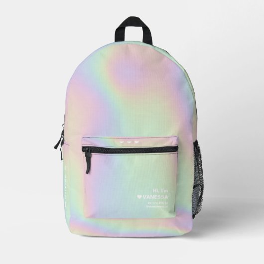 Moderne Holografische Pastel Stijlvol Bedrukte Rugzak (Voorkant)
