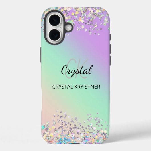 Moderne holografische pastelglitter Case-Mate iPhone case (Achterkant)