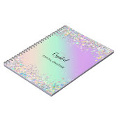 Moderne holografische pastelglitter notitieboek (Linkerzijde)