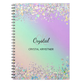 Moderne holografische pastelglitter notitieboek