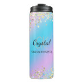 Moderne holografische pastelglitter thermosbeker (Voorkant)