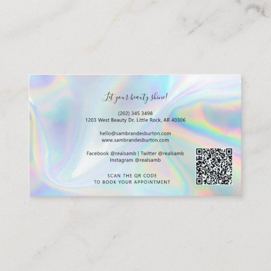 Moderne holografische QR Code Beauticus Visitekaartje (Achterkant)