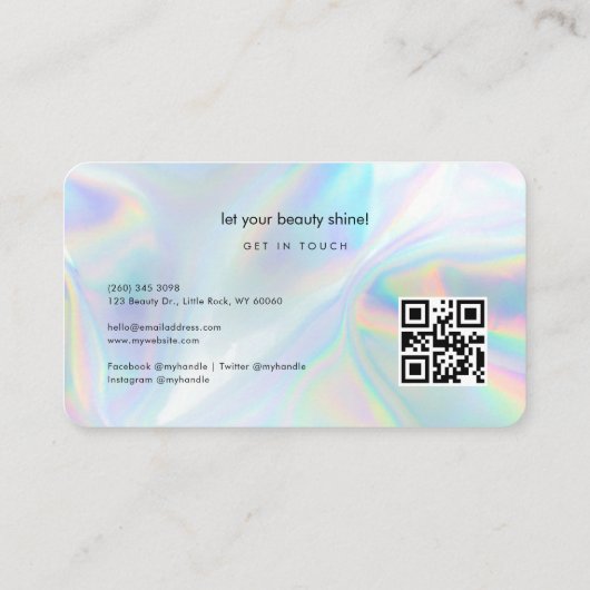 Moderne holografische QR-code make-up schoonheidss Visitekaartje (Achterkant)