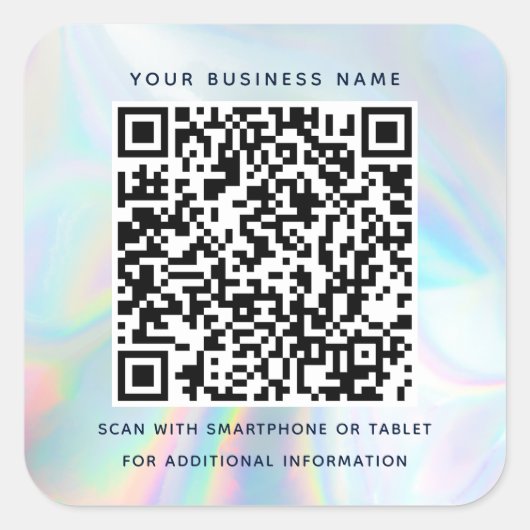 Moderne Holografische QR-code Zakelijk Vierkante Sticker (Voorkant)
