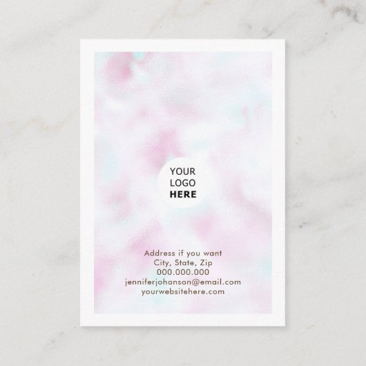 Moderne holografische regenboog oorbel display visitekaartje (Achterkant)