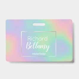 Moderne Holografische Regenboogeffect Metal Frame Badge