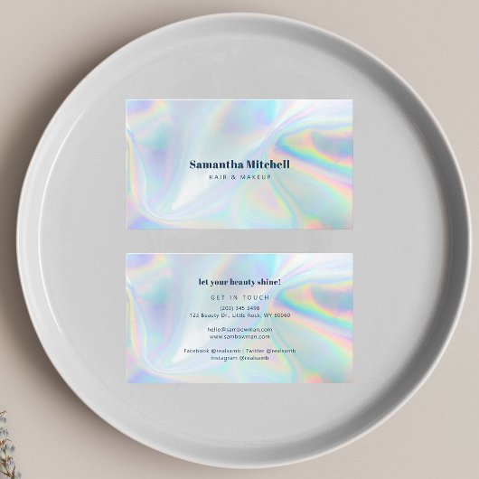 Moderne holografische schoonheidsspecialist Makeup Visitekaartje