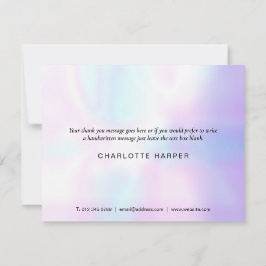 Moderne holografische script bedankkaart voor zake (Achterkant)