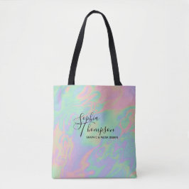 Moderne Holografische Script Rainbow Pastel Canvas Tote Bag