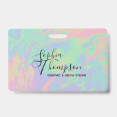 Moderne holografische script regenboog pastel - Ba Badge (Achterkant)