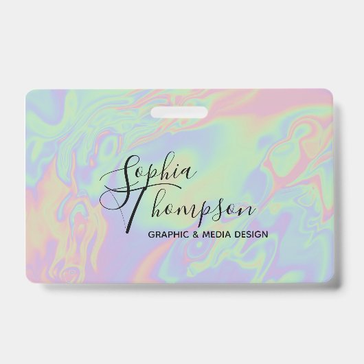 Moderne holografische script regenboog pastel - Ba Badge (Voorzijde)