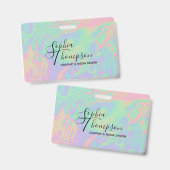 Moderne holografische script regenboog pastel - Ba Badge (Voor- en achterkant)