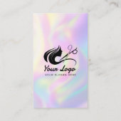 Moderne Holografische Sociale Media Haarsalon Logo Visitekaartje (Achterkant)