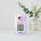 Moderne Holografische Sociale Media Haarsalon Logo Visitekaartje (Staand voorkant)