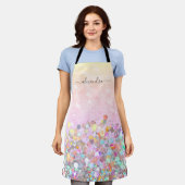 Moderne Holografische Sparkle Glitter Custom Roze Schort (Gedragen)