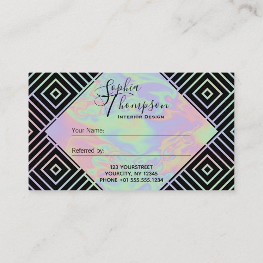 Moderne Holografische Symmetrische Patroonverwijzi Aanbevelingskaartje (Achterkant)