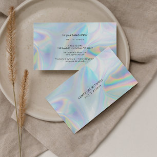 Moderne holografische typografie Hair en Makeup Visitekaartje
