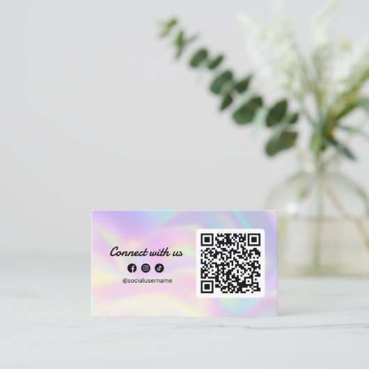 Moderne Holografische Verbinding met ons Haarstyli Visitekaartje (Staand voorkant)