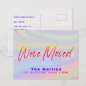 Moderne Holografische Verhuisaankondiging Aankondigingskaart (Voorkant / Achterkant)