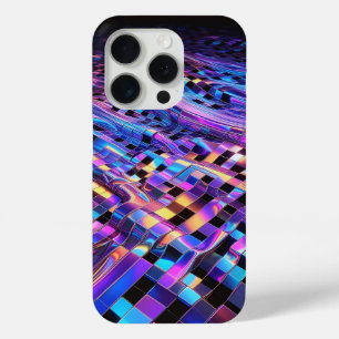 Moderne holografische vloeibare grid telefoonhoes  iPhone 15 pro case