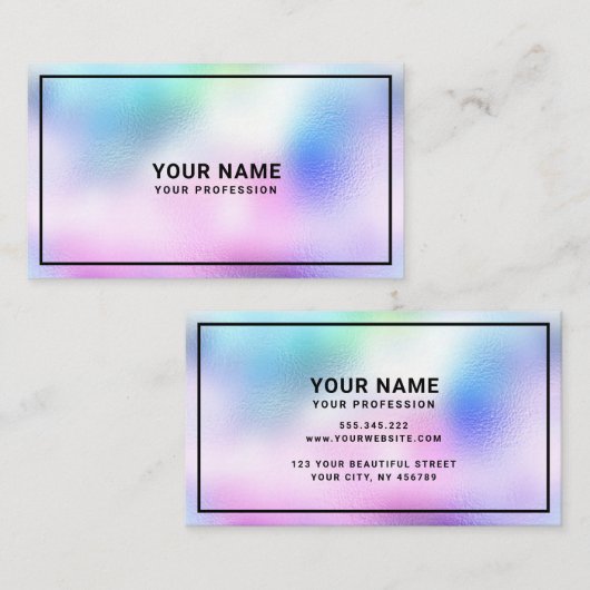 Moderne holografische vormgeving met kleurrijke vo visitekaartje (Voorkant / Achterkant)