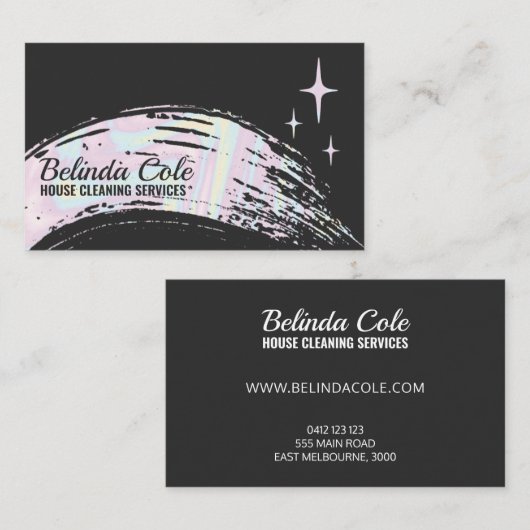 Moderne Holografische Zeepreiniging Splatter Visitekaartje (Voorkant / Achterkant)