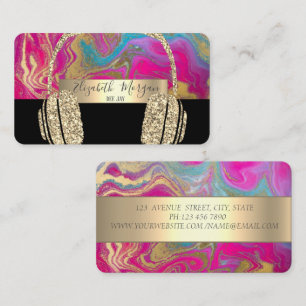 Moderne Holografische Zwarte Gouden Glitter Hoofdt Visitekaartje