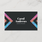 Moderne Holografische Zwarte Haar Stylist Schaar Visitekaartje (Achterkant)