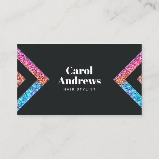 Moderne Holografische Zwarte Haar Stylist Schaar Visitekaartje (Achterkant)