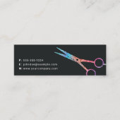 Moderne Holografische Zwarte Kapsalon Schaar Mini Visitekaartje (Voorkant)