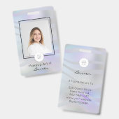 Moderne Holografische Zwarte Script Foto Make-up Badge (Voor- en achterkant)