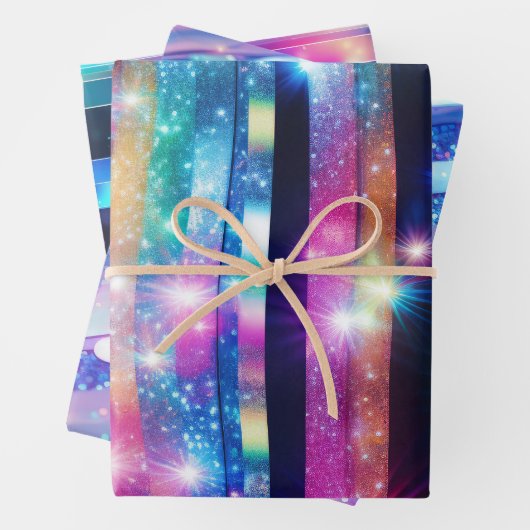 Moderne Holograph Wrap Paper Flat Sheet Set van 3 (In situ)